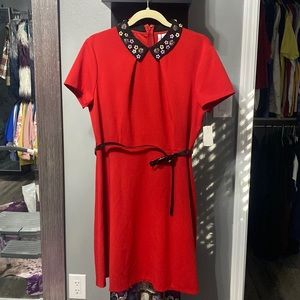 Red collared dress